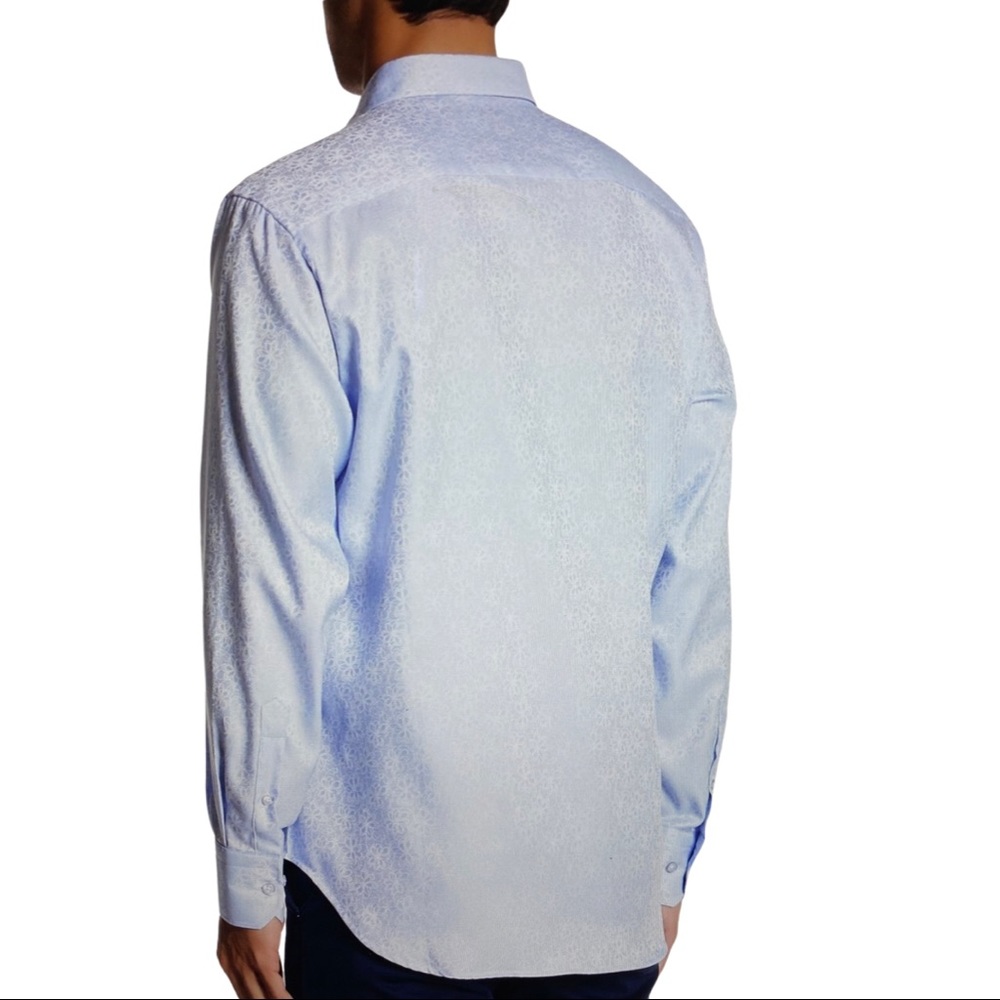 Robert Graham Mens Blue Lothbury Patterned Long Sleeve Shirt Size L